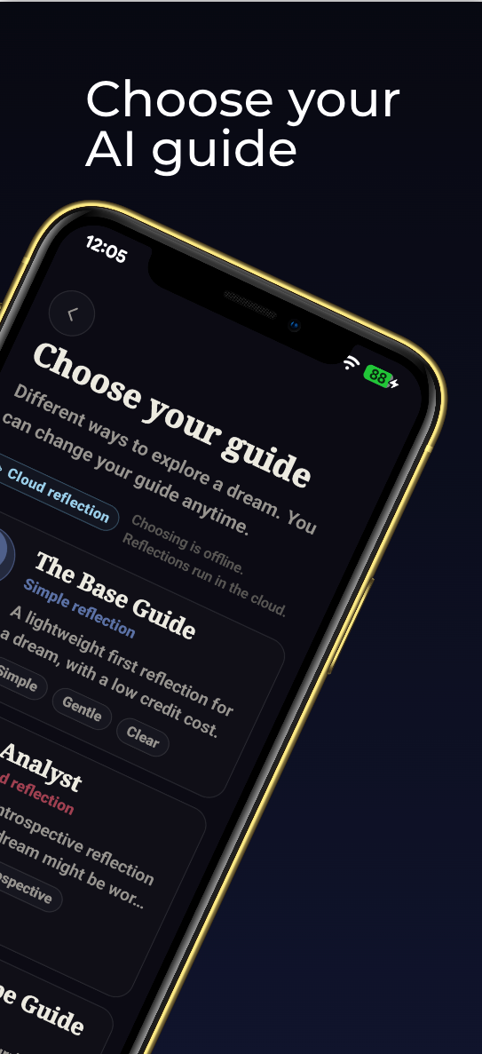 Yardena guide selection screen with reflection styles